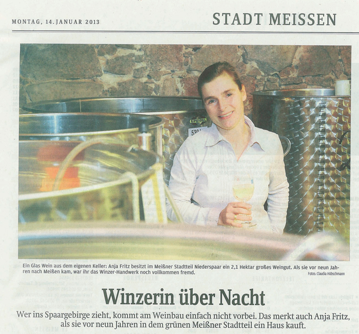 Artikel Sächsische Zeitung Stadt Meißen 14.1.2013